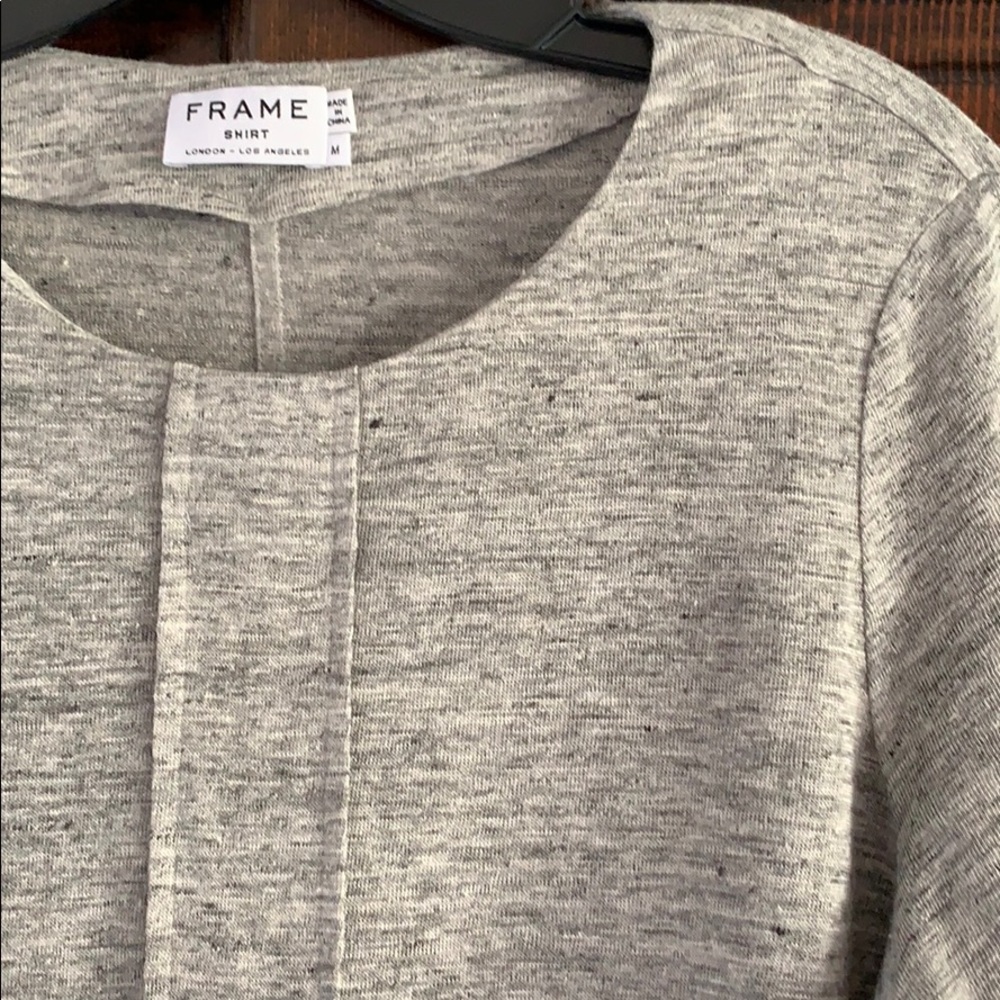 Frame Heathered Gray Linen Knit Shirt. Sz M